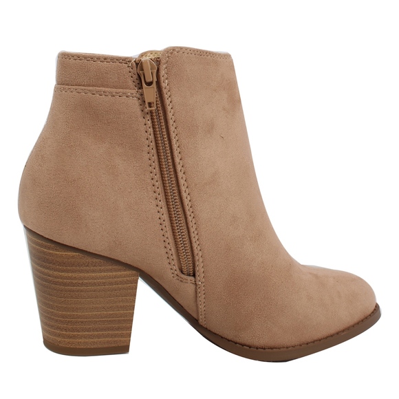 Size 6.5 Dark Wheat Zipper Stacked Heel Ankle Boot - Picture 5 of 6